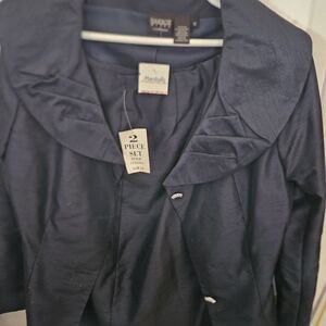 Navy Satin-Look Suit